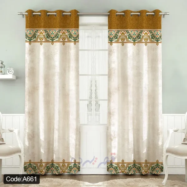 پرده پانچی چاپی طرح سنتی اسلیمی و کتیبه کد A661