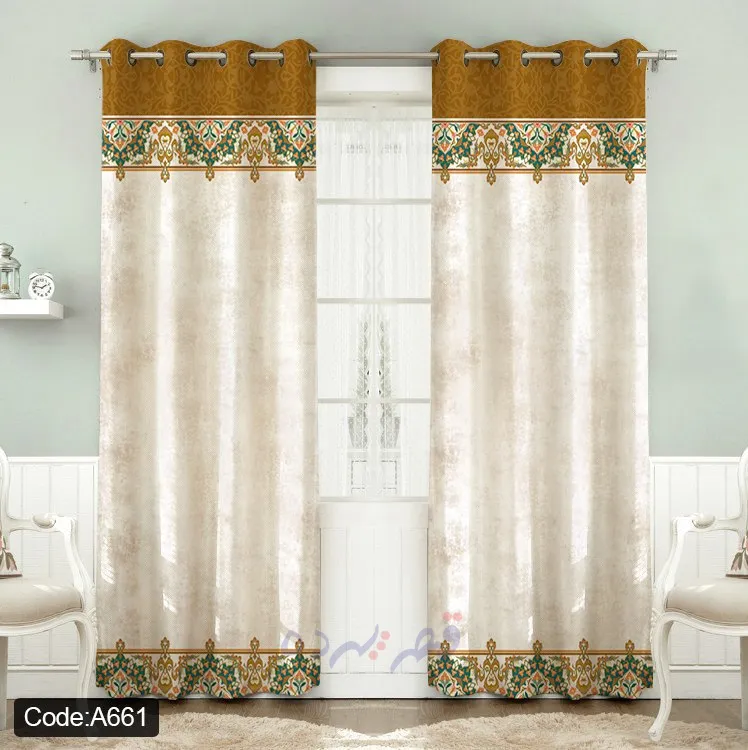 پرده پانچی چاپی طرح سنتی اسلیمی و کتیبه کد A661
