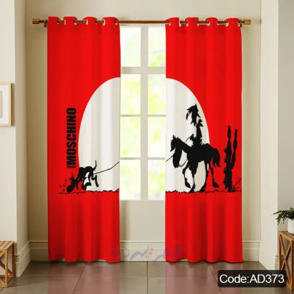 پرده اتاق کودک چاپی طرح لوک خوش شانس قرمز کد AD373